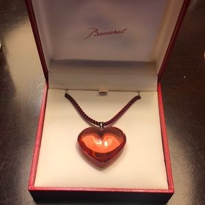 Baccarat Red Crystal Puffy Heart Necklace